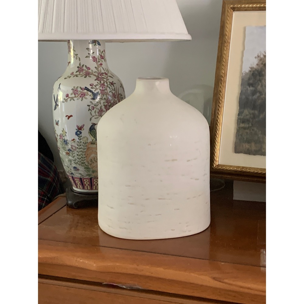 Hearth & Hand Magnolia White Ceramic Textured Vase Minimalist Farmhouse 10"